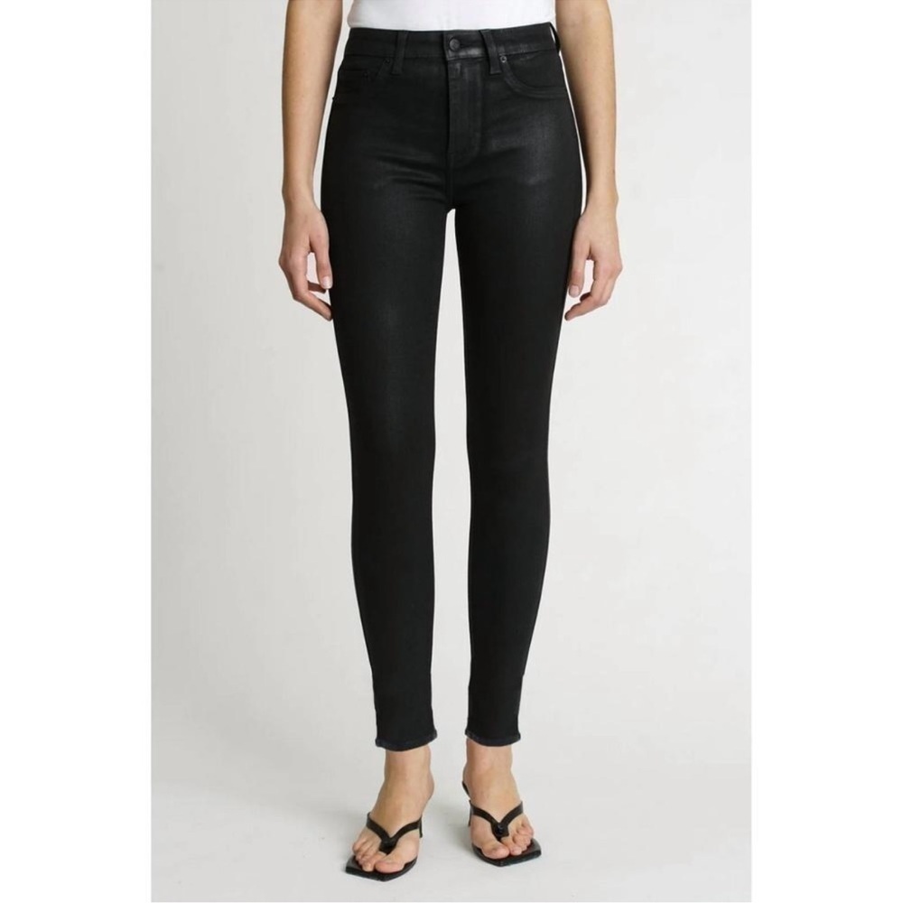 Pistola High Rise Black Coated Ankle Jeans, Size 27